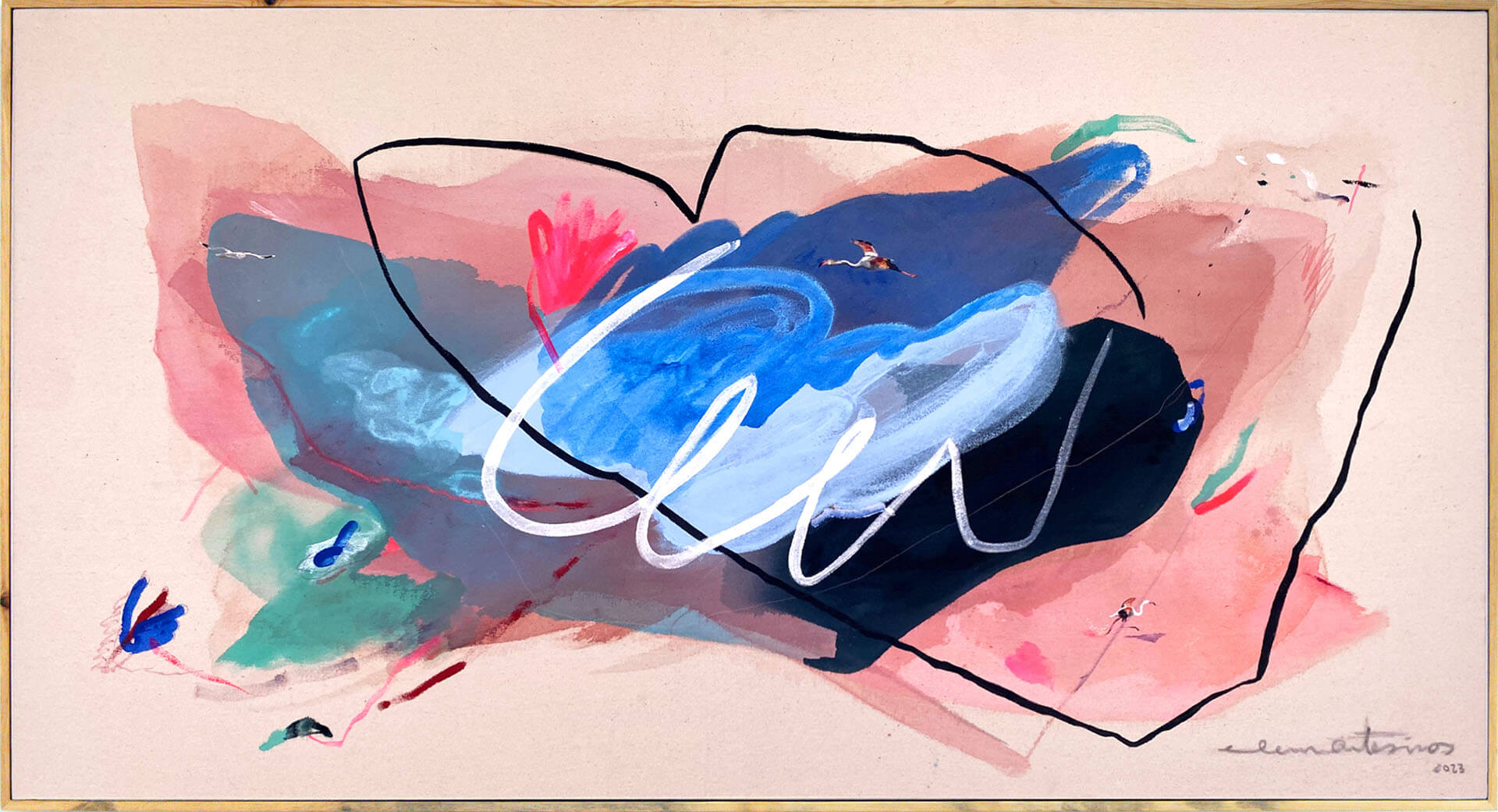 Elena Montesinos cel + sal = rosa 150x80 técnica mixta sobre tela